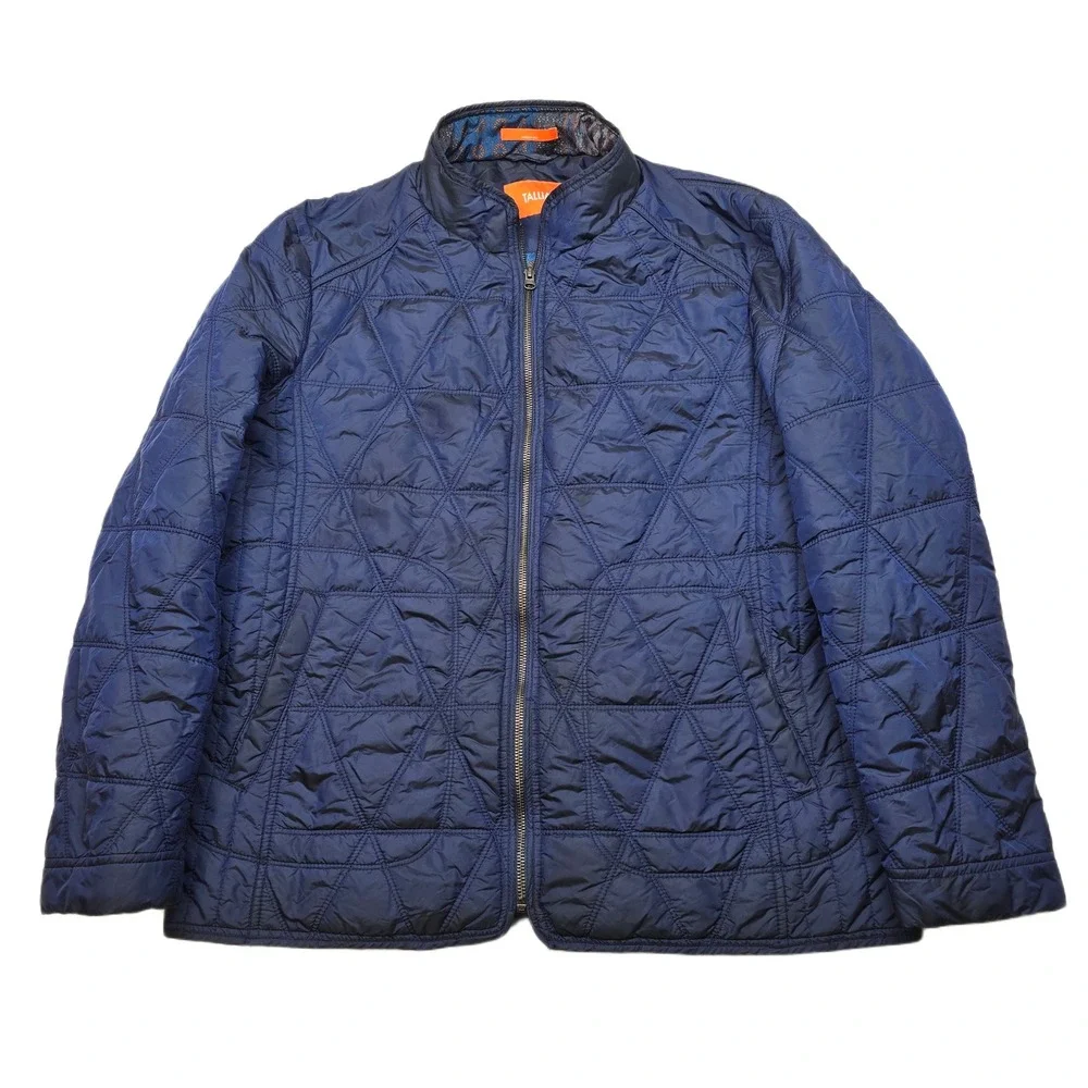 TALLIA‎ Quilted Bomber Jacket Mens Large Navy Blue Zip Lightweight Nylon